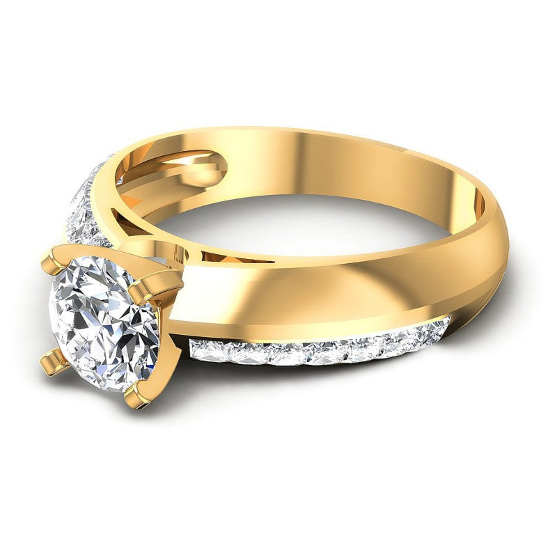Princess and Round Diamonds 0.90CT Engagement Ring in 14KT Rose Gold