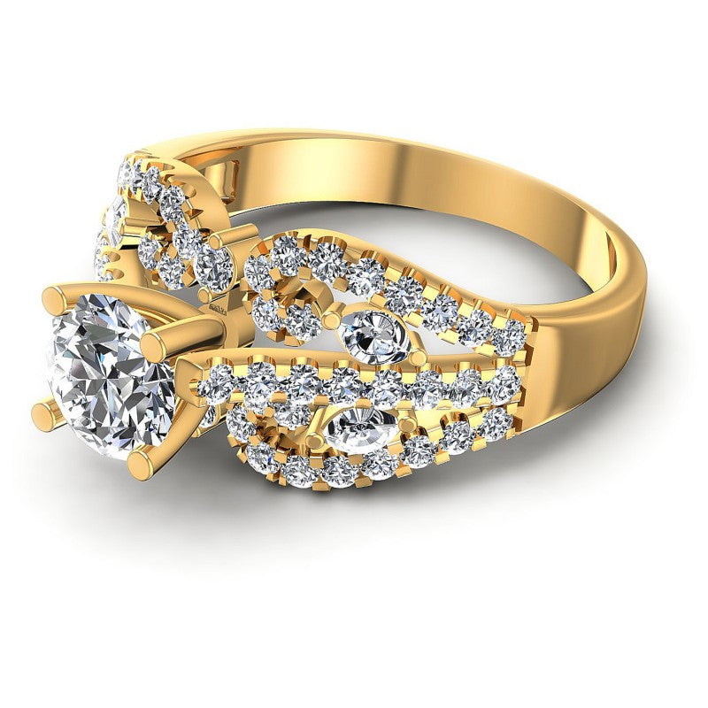 Round and Marquise Diamonds 1.25CT Engagement Ring in 14KT Rose Gold