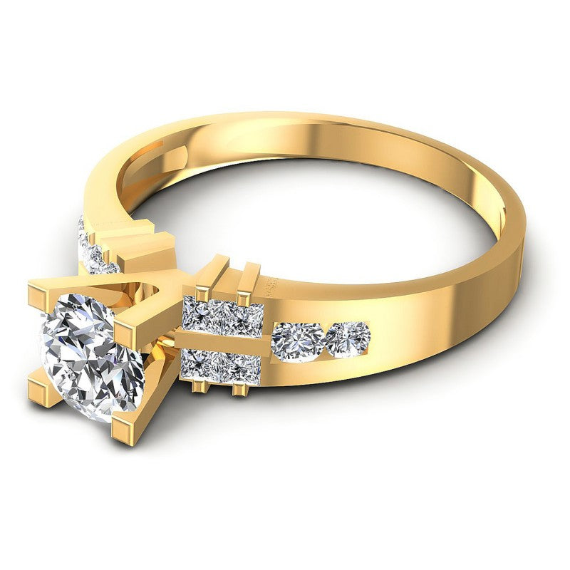 Princess and Round Diamonds 0.75CT Engagement Ring in 14KT Rose Gold