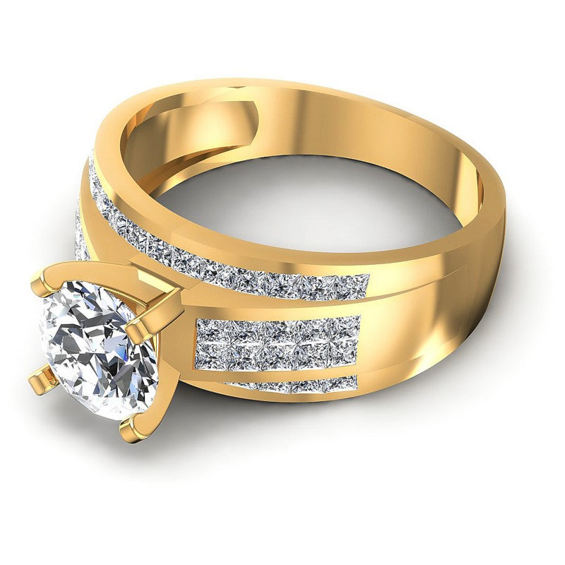 Princess and Round Diamonds 1.30CT Engagement Ring in 14KT Rose Gold