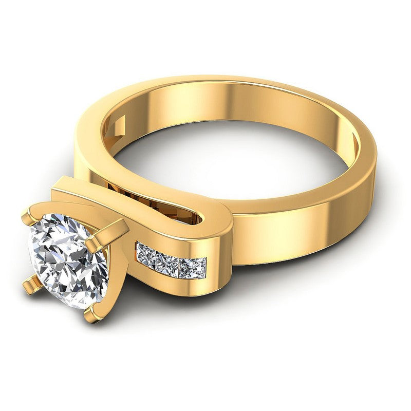 Princess and Round Diamonds 0.45CT Engagement Ring in 14KT Rose Gold