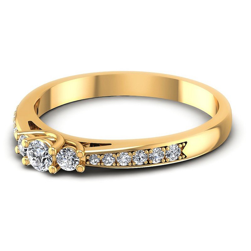 Round Diamonds 0.45CT Three Stone Ring in 14KT Rose Gold
