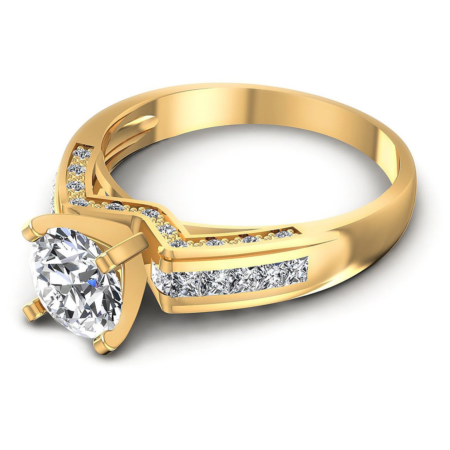 0.80CT Round And Princess  Cut Diamonds Engagement Rings