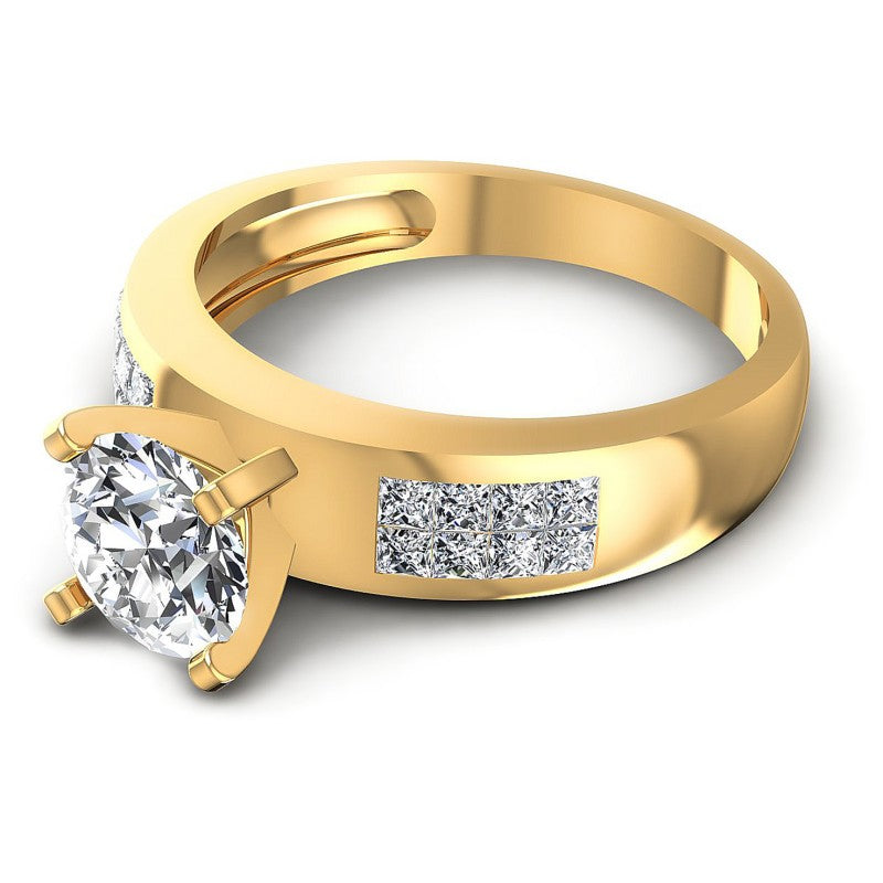 Princess and Round Diamonds 0.75CT Engagement Ring in 14KT Rose Gold