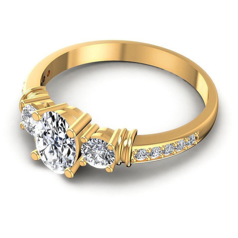 Round and Oval Diamonds 1.00CT Three Stone Ring in 14KT Rose Gold