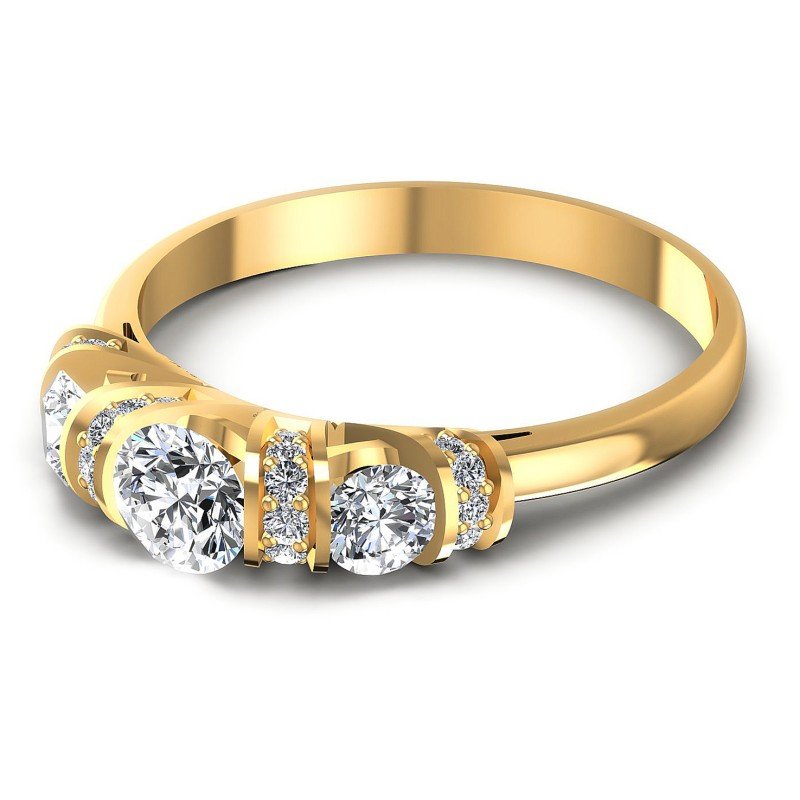 Round Diamonds 0.85CT Three Stone Ring in 14KT Rose Gold