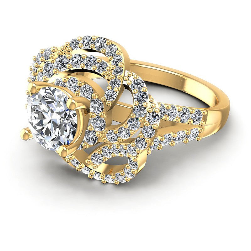 Round Diamonds 1.30CT Engagement Ring in 14KT Rose Gold