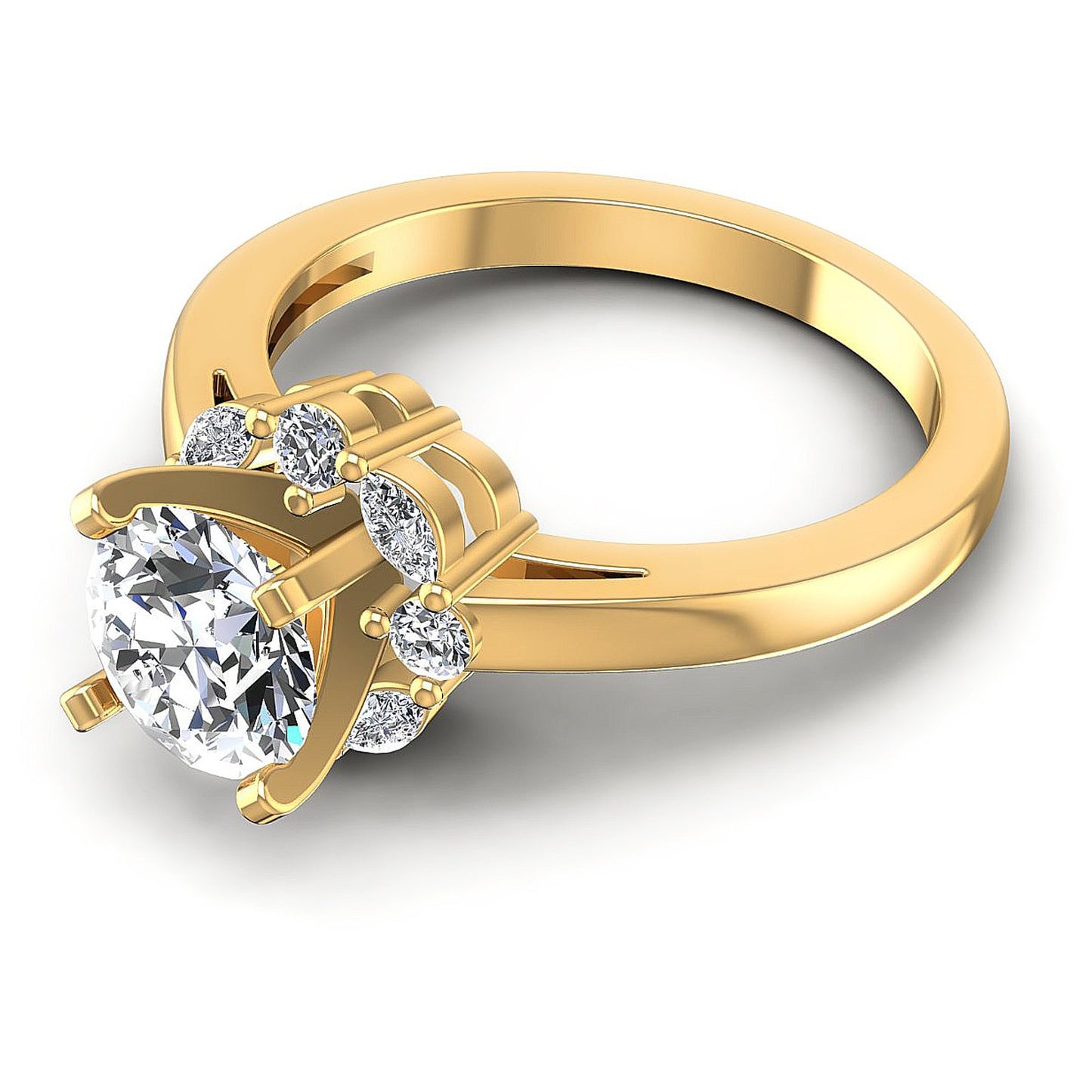 0.65CT Round And Marquise  Cut Diamonds Engagement Rings