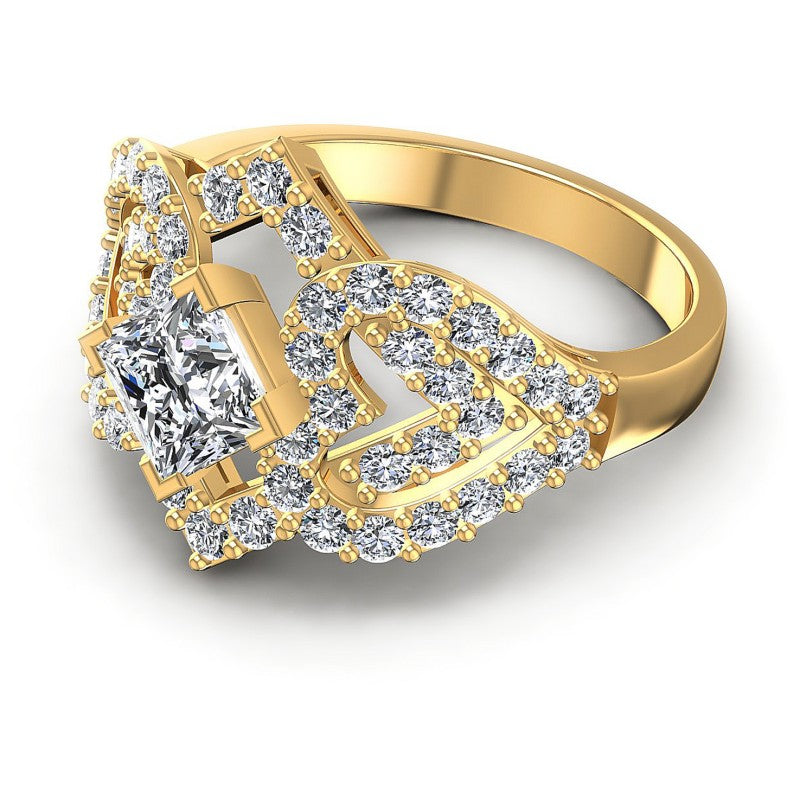 Princess and Round Diamonds 1.20CT Engagement Ring in 14KT Rose Gold
