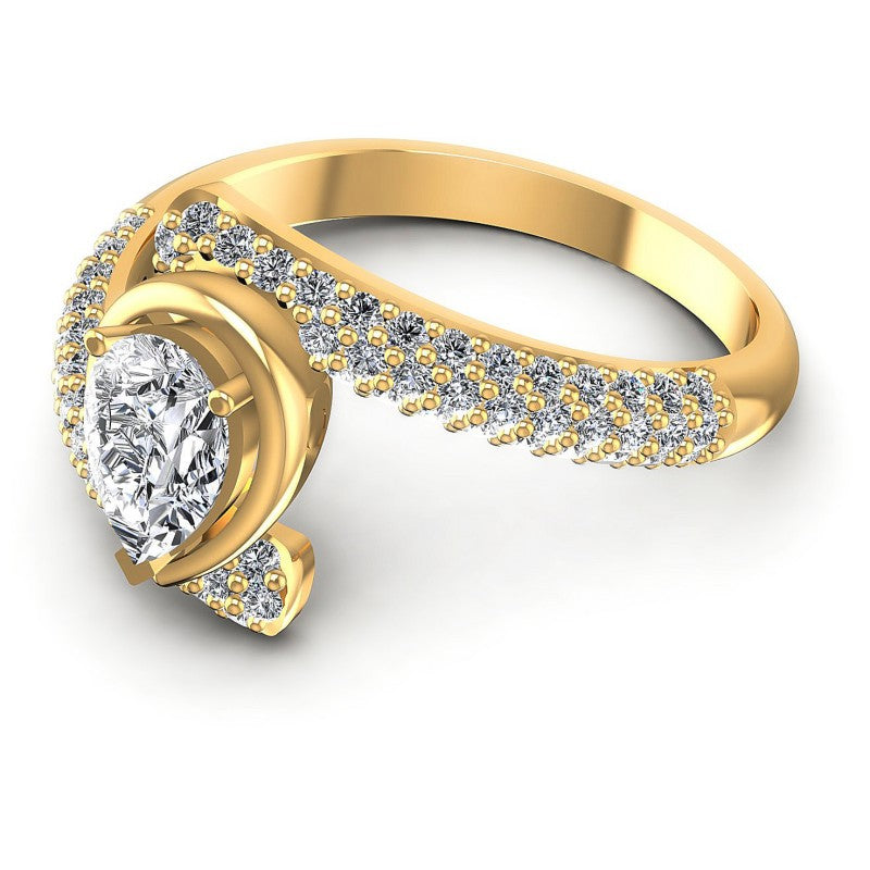 Round and Pear Diamonds 0.85CT Engagement Ring in 14KT Rose Gold