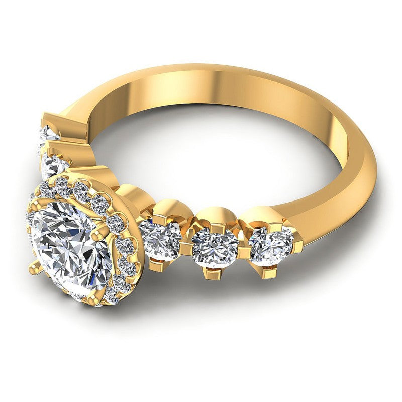 Round Diamonds 1.20CT Halo Ring in 14KT Rose Gold