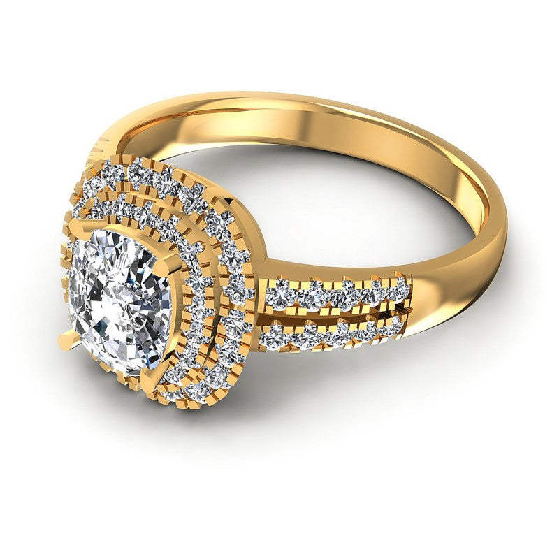 Round and Cushion Diamonds 1.00CT Halo Ring in 14KT Rose Gold