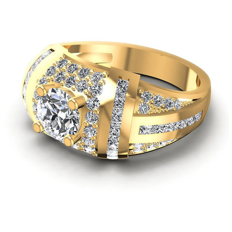Princess and Round Diamonds 1.50CT Halo Ring in 14KT Rose Gold