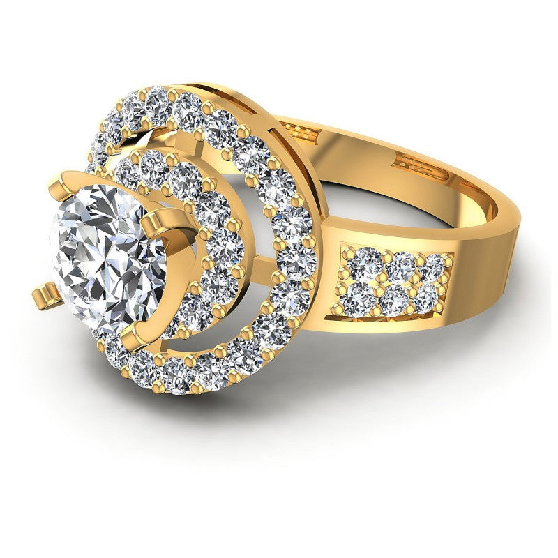 Round Diamonds 1.30CT Halo Ring in 14KT Rose Gold