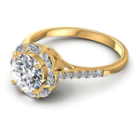 Round and Marquise Diamonds 0.85CT Halo Ring in 14KT Rose Gold