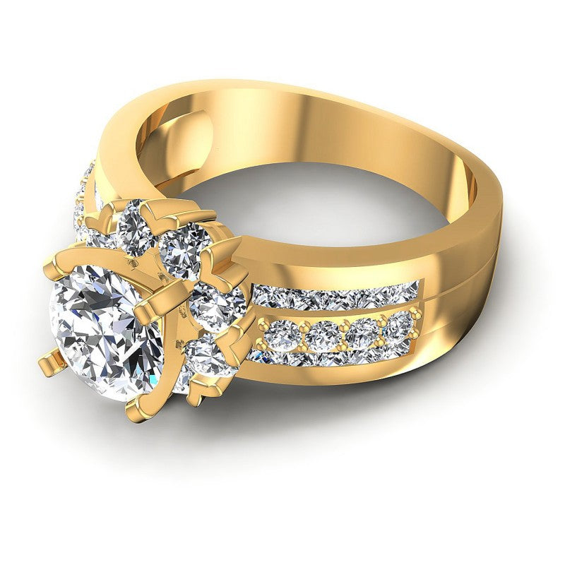 Princess and Round Diamonds 1.95CT Halo Ring in 14KT Rose Gold