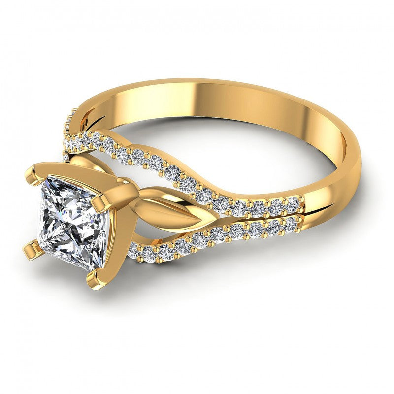Princess and Round Diamonds 0.65CT Engagement Ring in 14KT Rose Gold