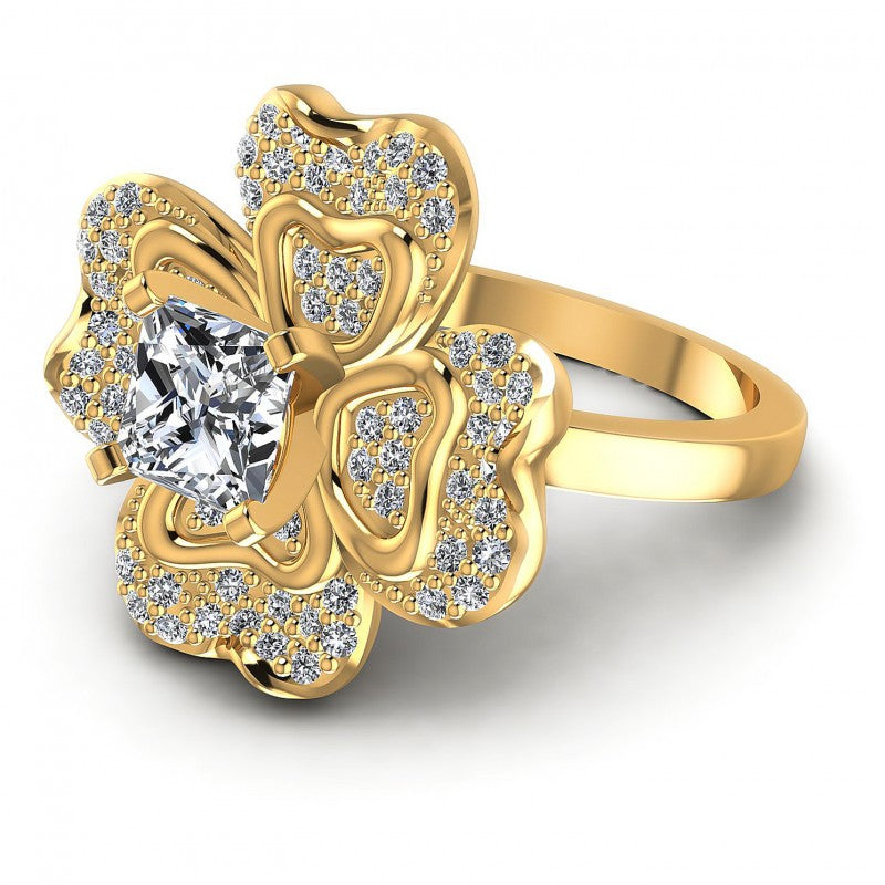 Princess and Round Diamonds 0.75CT Engagement Ring in 14KT Rose Gold