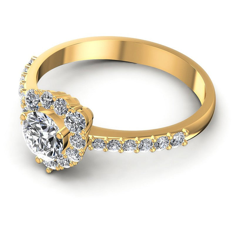 Round Diamonds 0.90CT Halo Ring in 14KT Rose Gold