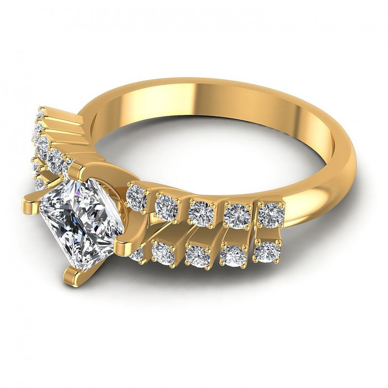 Princess and Round Diamonds 0.70CT Engagement Ring in 14KT Rose Gold