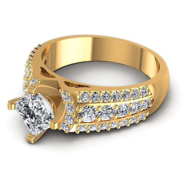 Princess and Round Diamonds 1.20CT Engagement Ring in 14KT Rose Gold