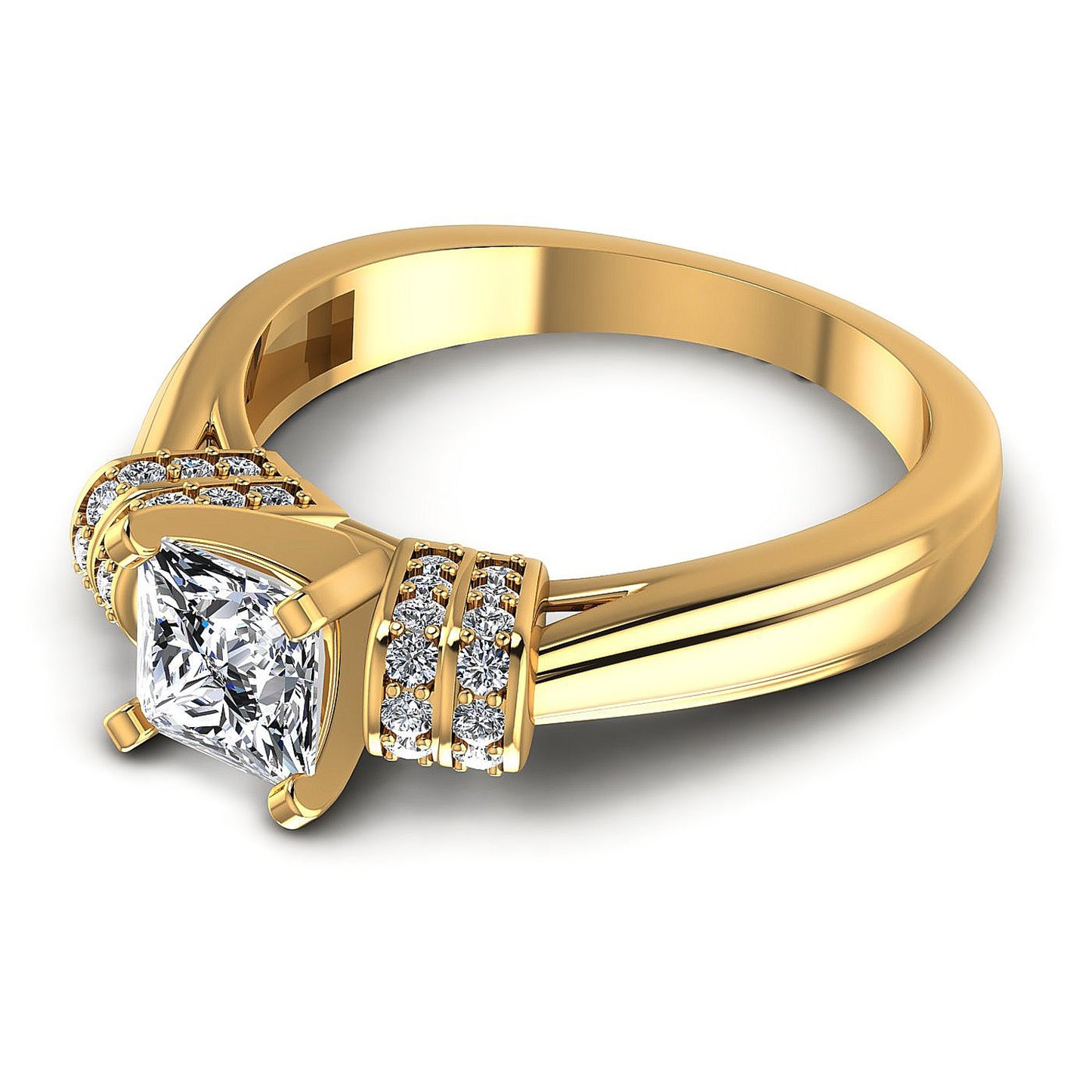 0.65CT Princess And Round  Cut Diamonds Engagement Rings