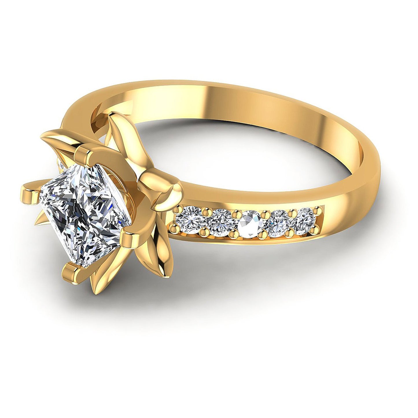 0.60CT Princess And Round  Cut Diamonds Engagement Rings