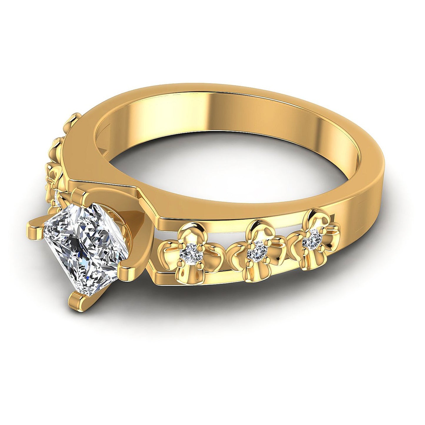0.45CT Princess And Round  Cut Diamonds Engagement Rings