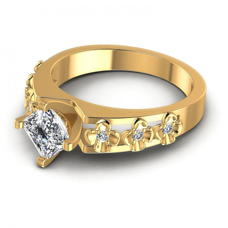 Princess and Round Diamonds 0.45CT Engagement Ring in 14KT Rose Gold