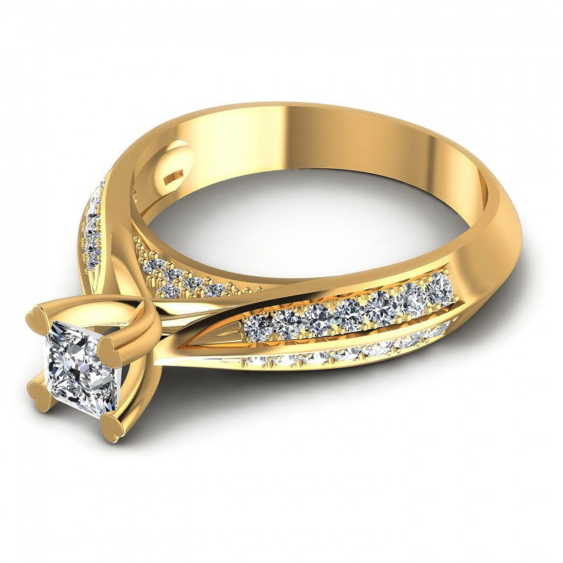 Princess and Round Diamonds 0.70CT Engagement Ring in 14KT Rose Gold