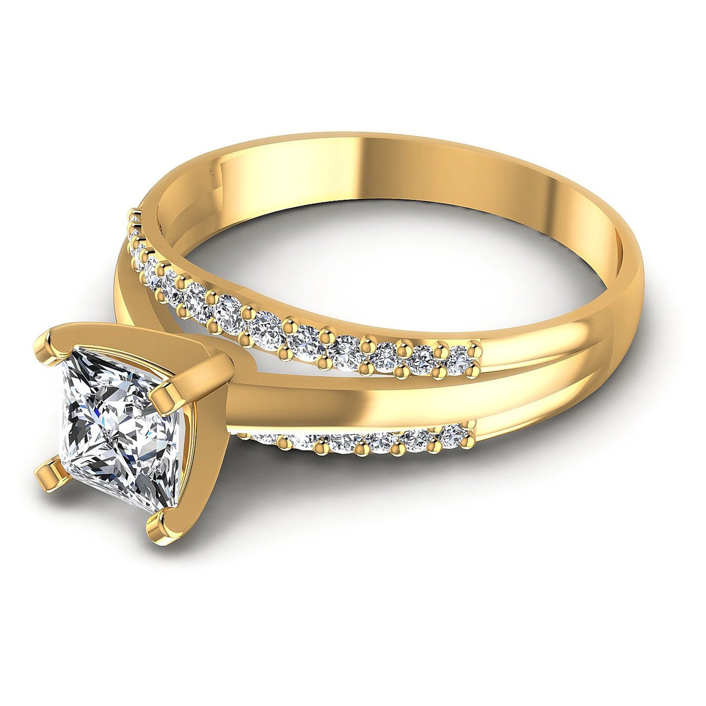0.65CT Princess And Round  Cut Diamonds Engagement Rings