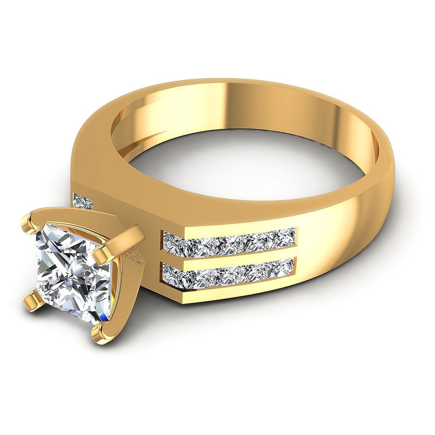 0.70CT Princess And Round  Cut Diamonds Engagement Rings