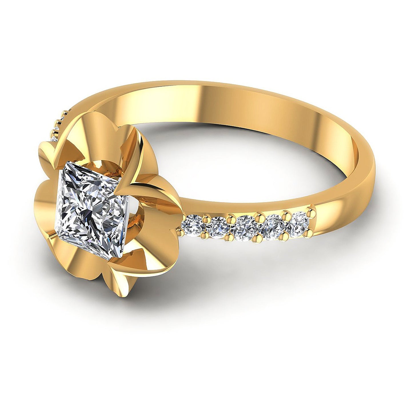 0.55CT Princess And Round  Cut Diamonds Engagement Rings