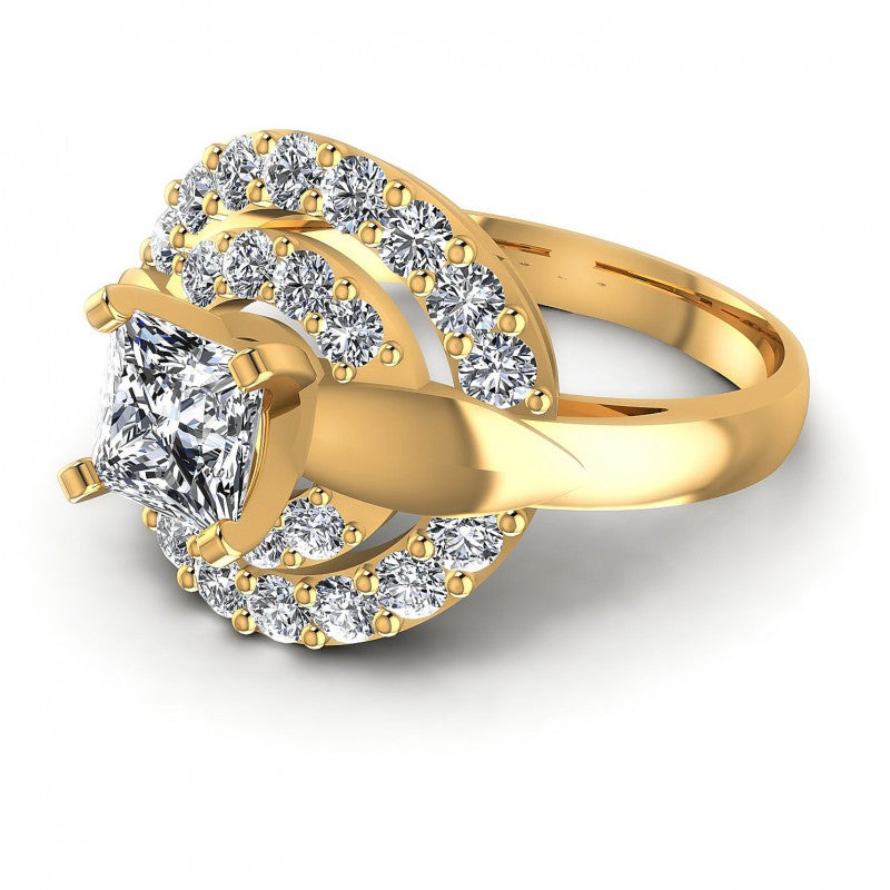 Princess and Round Diamonds 1.25CT Engagement Ring in 14KT Rose Gold