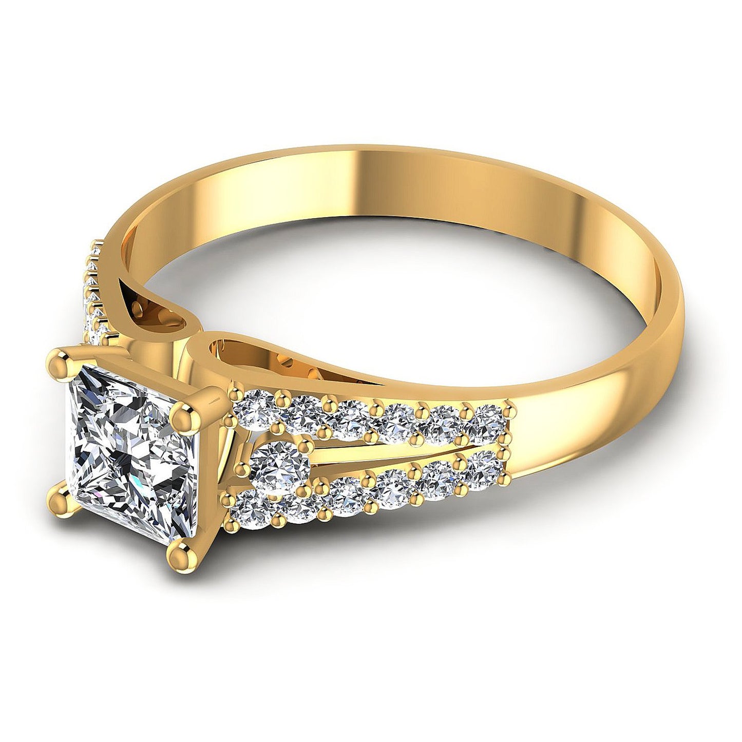0.65CT Princess And Round  Cut Diamonds Engagement Rings