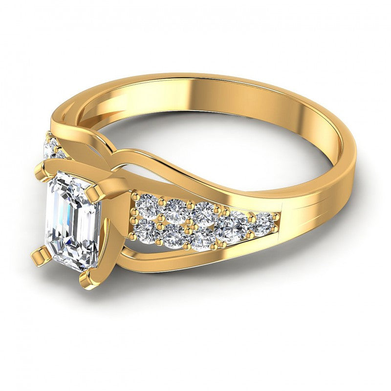 Round and Emerald Diamonds 0.70CT Engagement Ring in 14KT Rose Gold