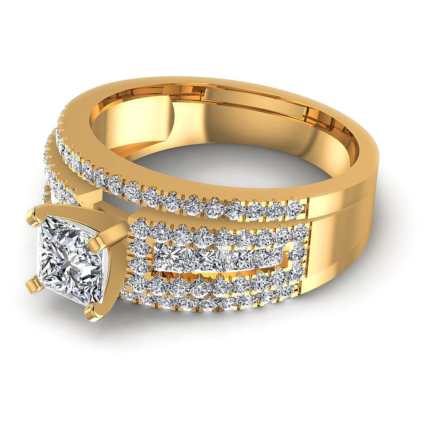 1.60CT Princess And Round  Cut Diamonds Engagement Rings