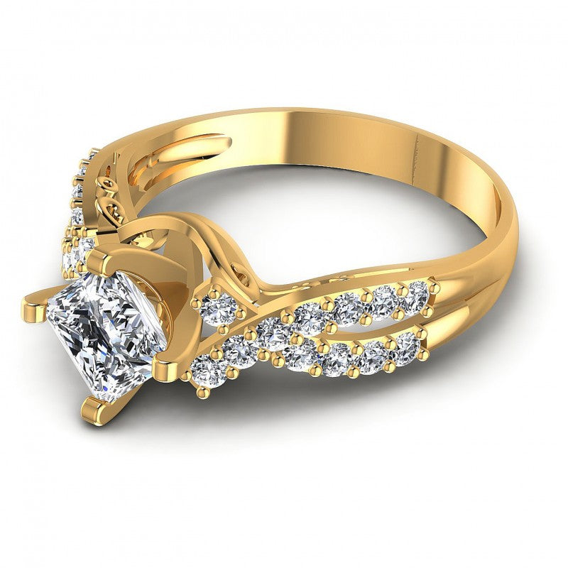 Princess and Round Diamonds 0.80CT Engagement Ring in 14KT Rose Gold