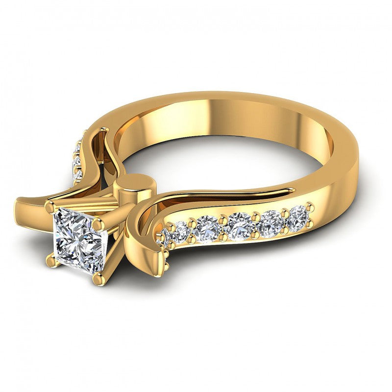 Princess and Round Diamonds 0.80CT Engagement Ring in 14KT Rose Gold