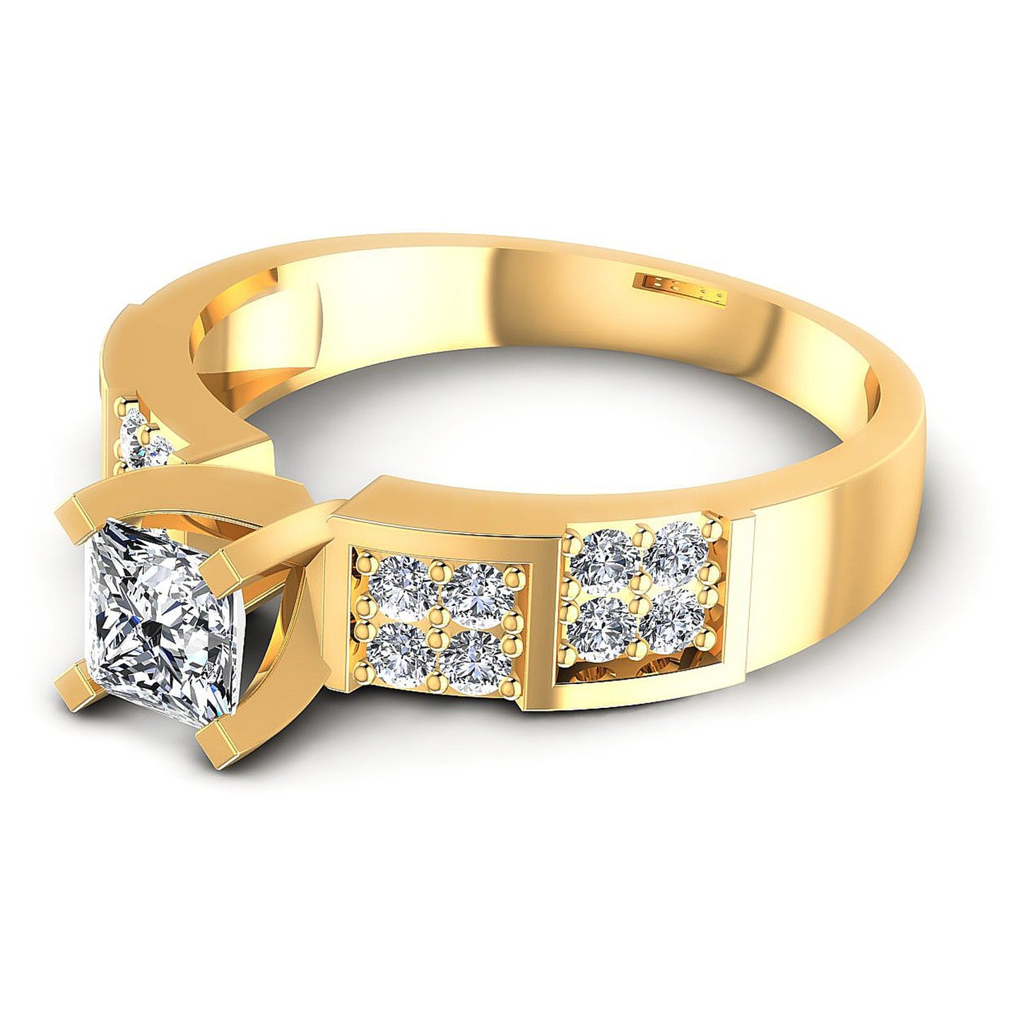 0.65CT Princess And Round  Cut Diamonds Engagement Rings