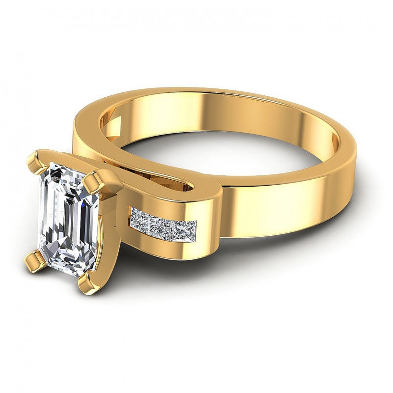Princess and Emerald Diamonds 0.45CT Engagement Ring in 14KT Rose Gold