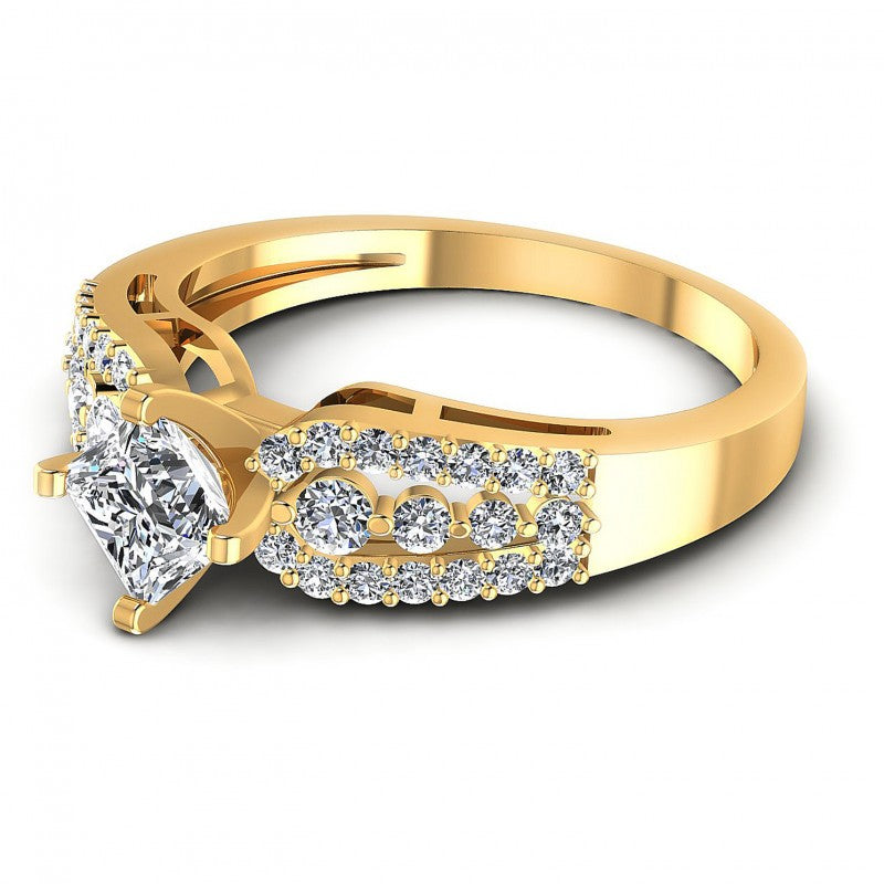 Princess and Round Diamonds 0.80CT Engagement Ring in 14KT Rose Gold