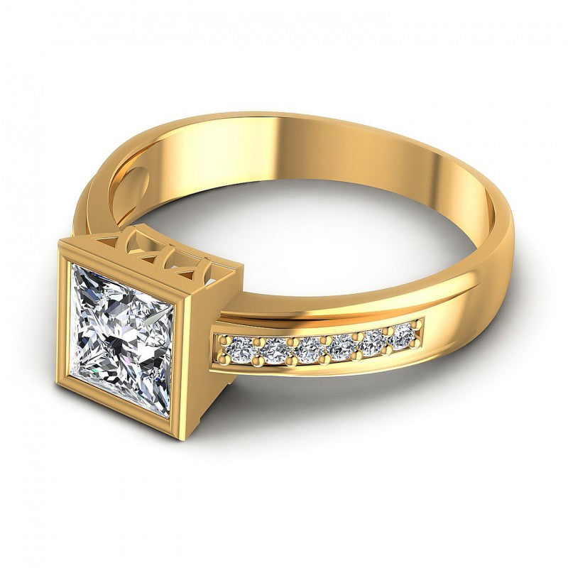 Princess and Round Diamonds 0.50CT Engagement Ring in 14KT Rose Gold