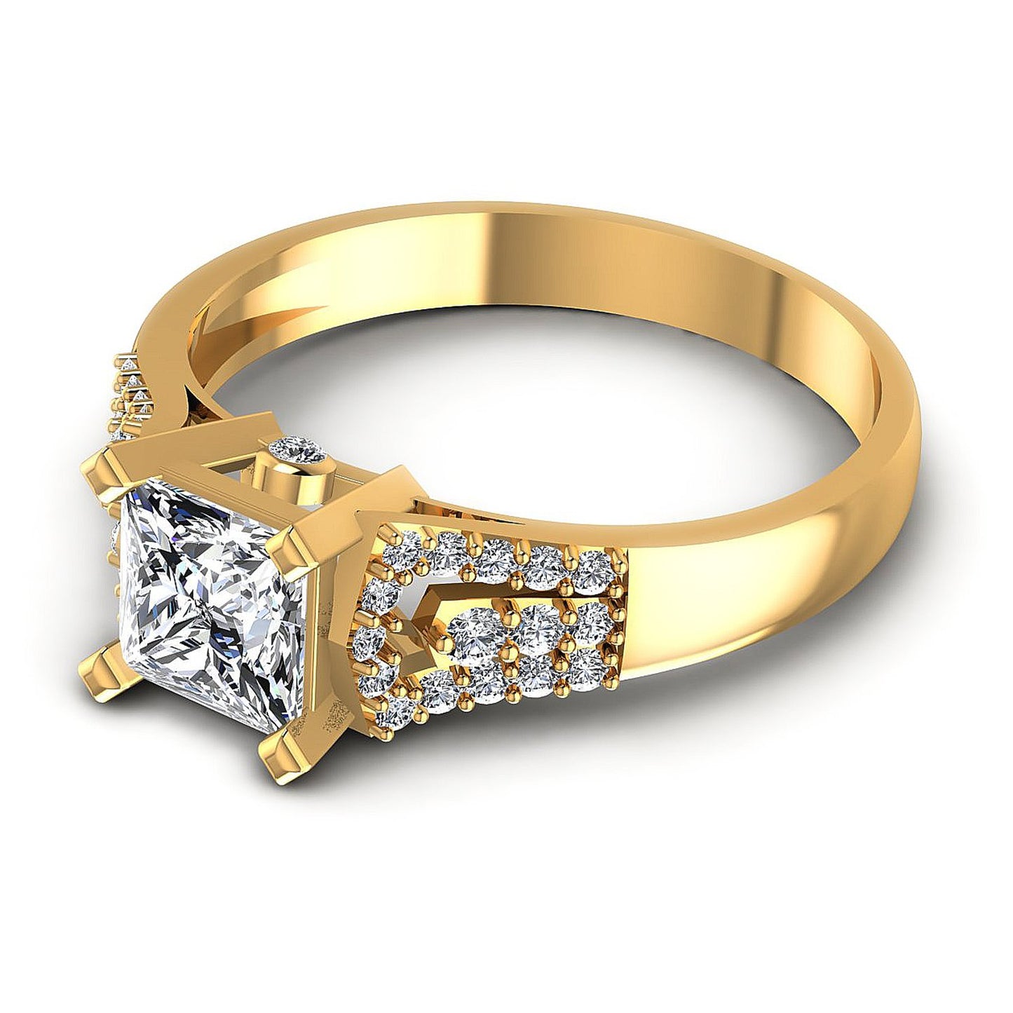 0.65CT Princess And Round  Cut Diamonds Engagement Rings