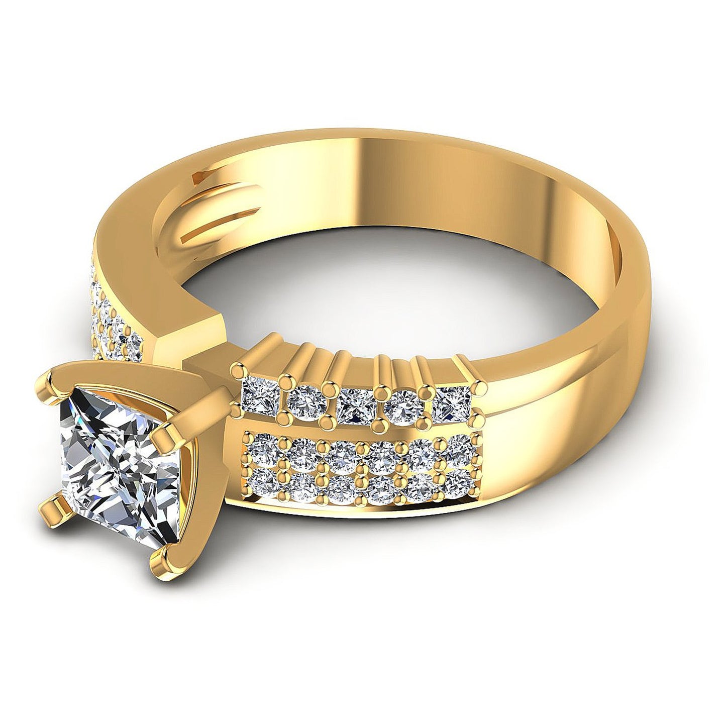 0.80CT Princess And Round  Cut Diamonds Engagement Rings