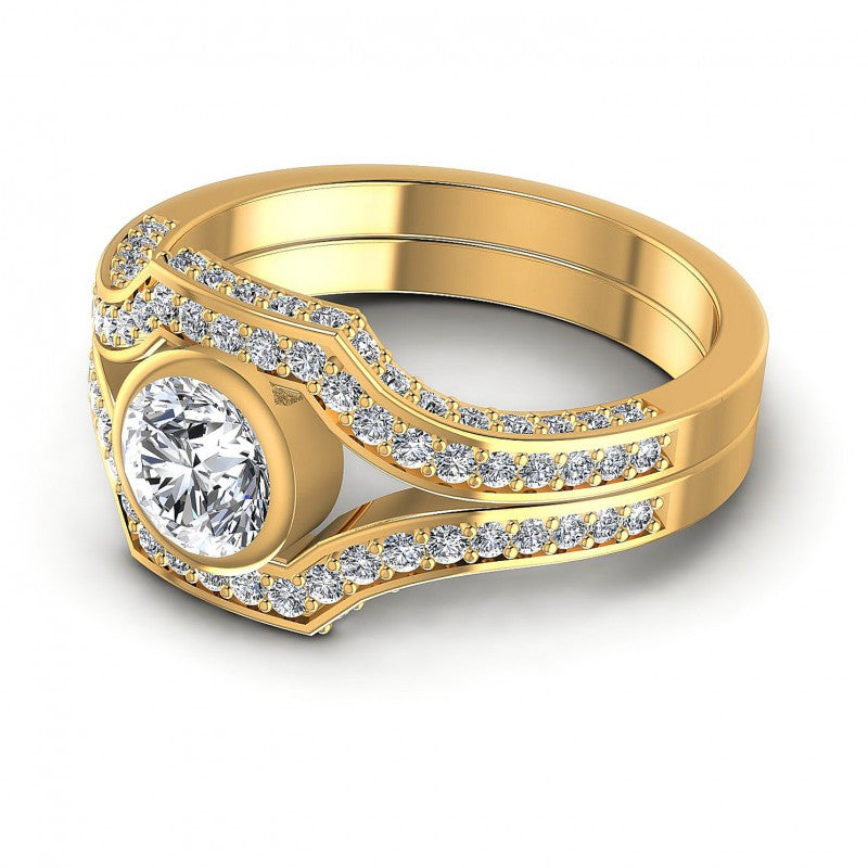 Triangle and Round Diamonds 1.20CT Engagement Ring in 14KT Rose Gold