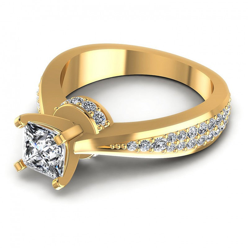 Princess and Round Diamonds 0.95CT Engagement Ring in 14KT Rose Gold