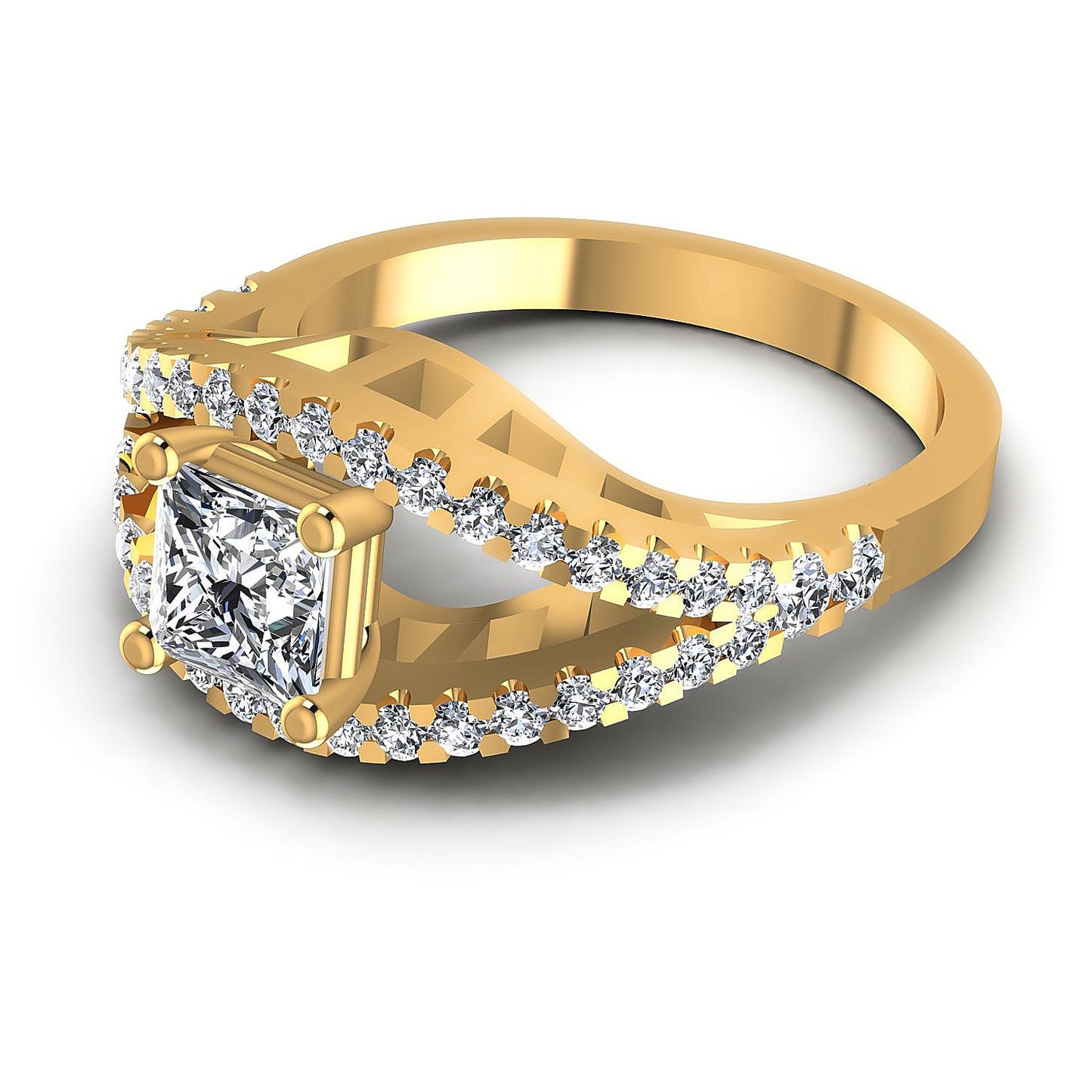 1.05CT Princess And Round  Cut Diamonds Engagement Rings