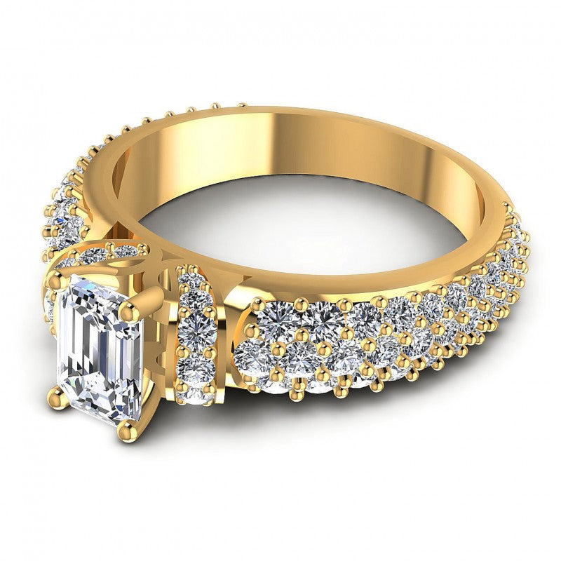 Round and Emerald Diamonds 1.35CT Engagement Ring in 14KT Rose Gold