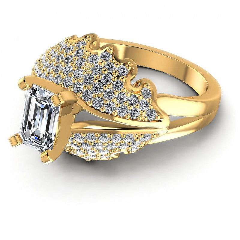 Round and Emerald Diamonds 1.00CT Engagement Ring in 14KT Rose Gold